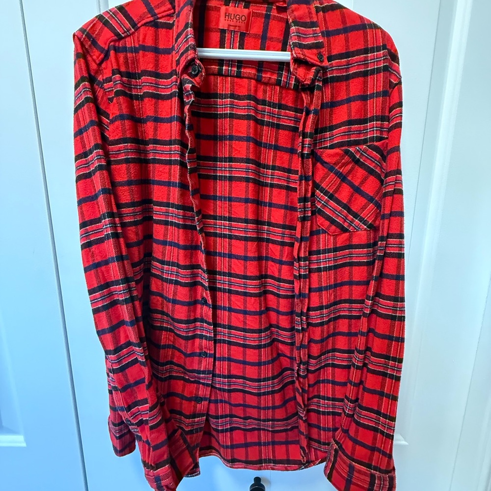 Hugo Red Plaid Men's Shirt